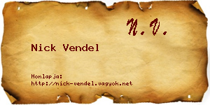 Nick Vendel névjegykártya